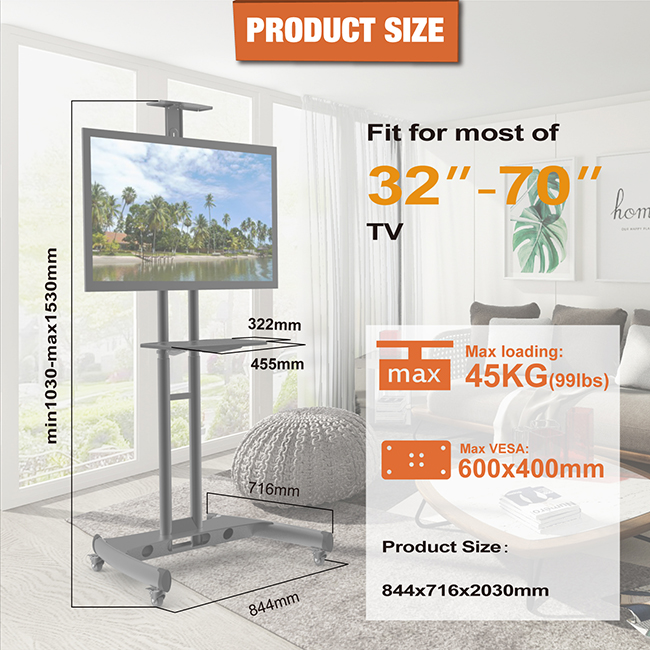 robuster mobiler TV-Ständer 65 Zoll (3)