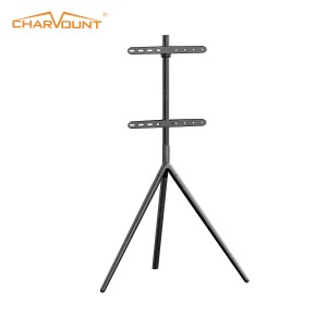 Height Adjustable Tripod TV Floor Stand for 14–65 Inch TVs with 90° Swivel