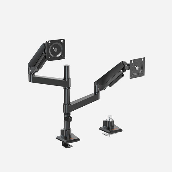 HEAVY DUTY DUAL GAMING MONITOR ARM WIDE POLE MOUNT DESK STAND