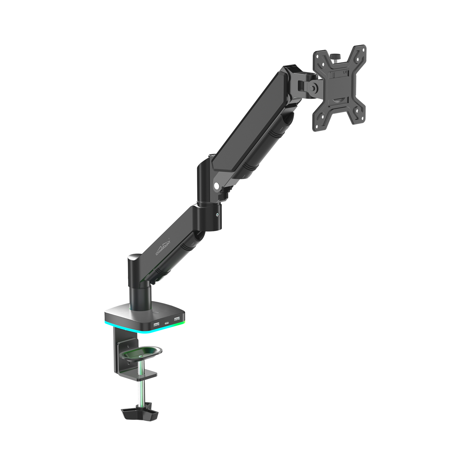 RGB Gas Spring Gaming Monitor Arm for 10 to 32 Inch Screens