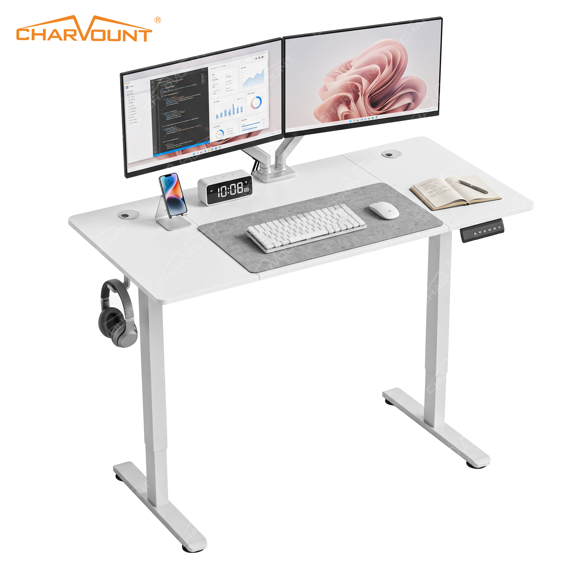 Electric Height Adjustable Standing Desk with Memory Controller – 176 lbs Capacity