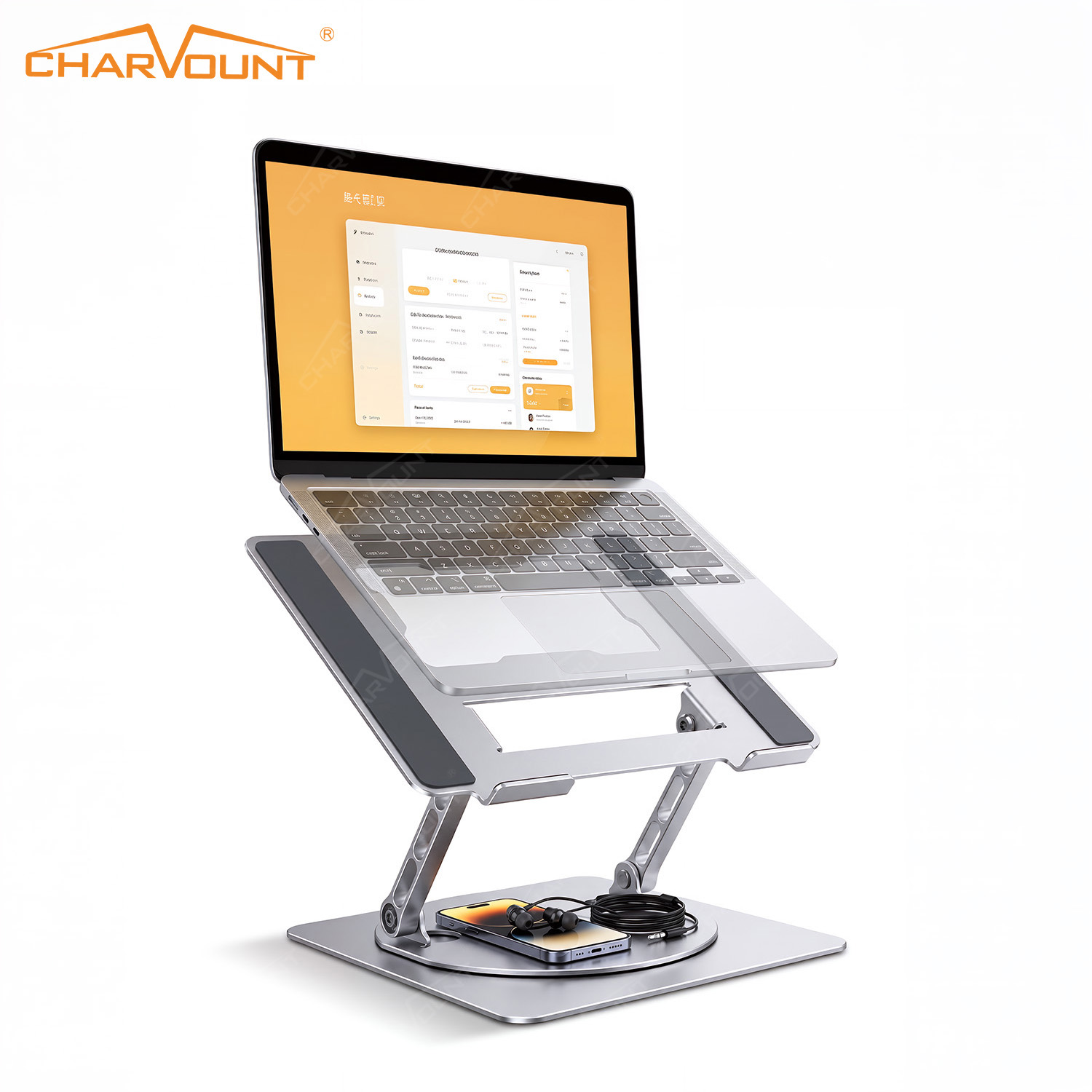 360° Rotating Adjustable Laptop Stand for 10–17.3 Inch Laptops – Foldable Metal Riser