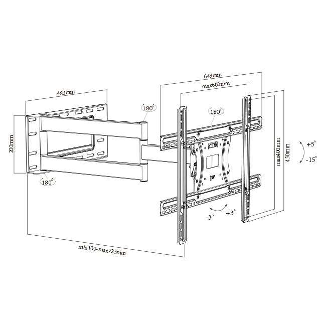 Extra Long Single Cantilever Heavy Duty Full Motion Tv Wall Mount