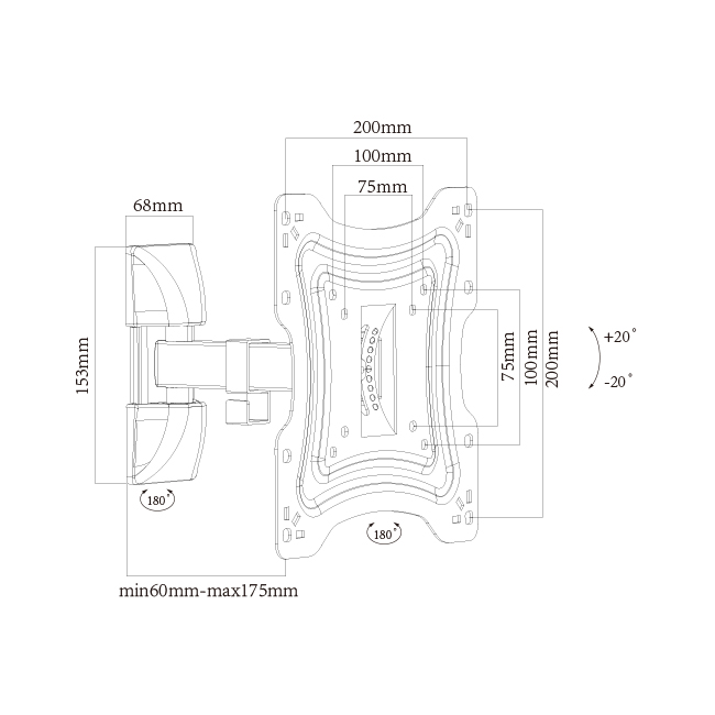 Simple And Cute Full-motion Lcd Tv Bracket