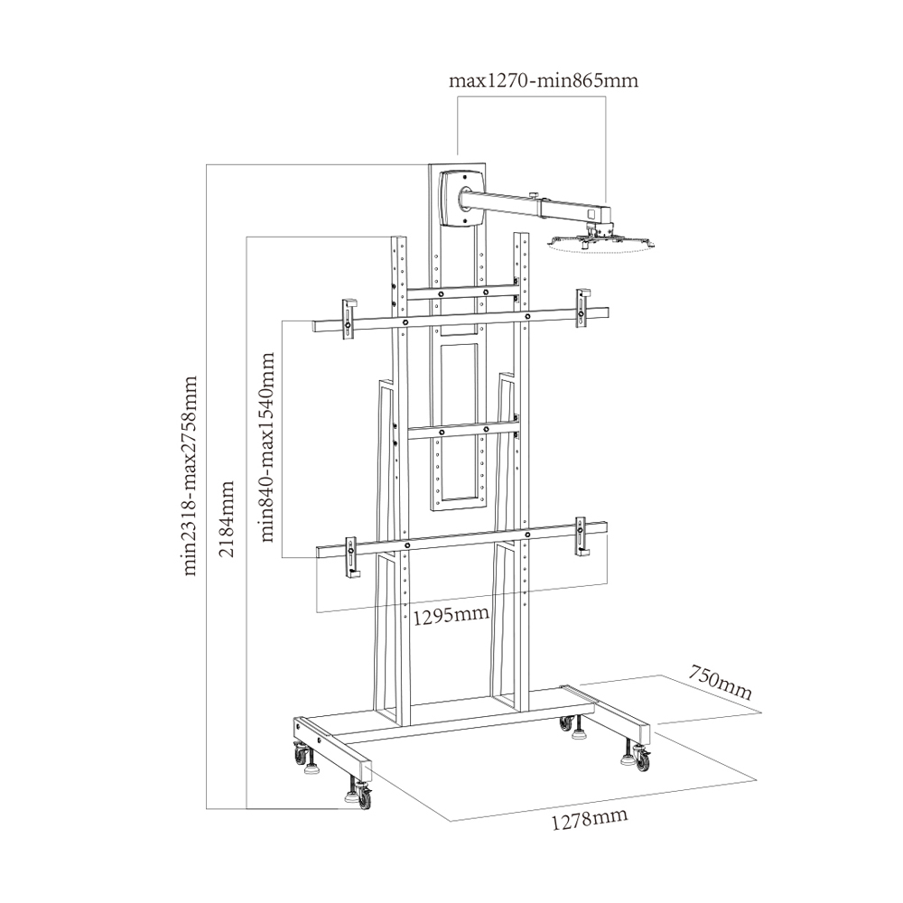 Wheboard sawv Lwv nrog Projector Mount