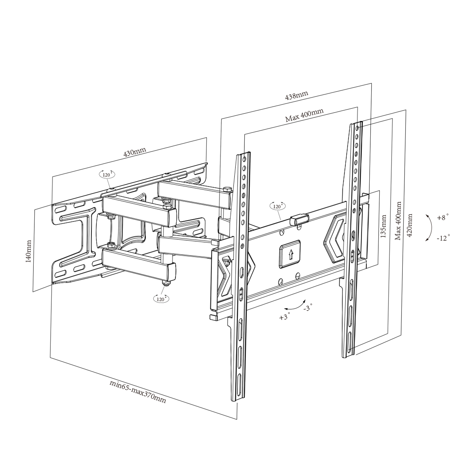 Flat Tilt TV Stand Modern Tilting TV Bracket Wall Mount Long