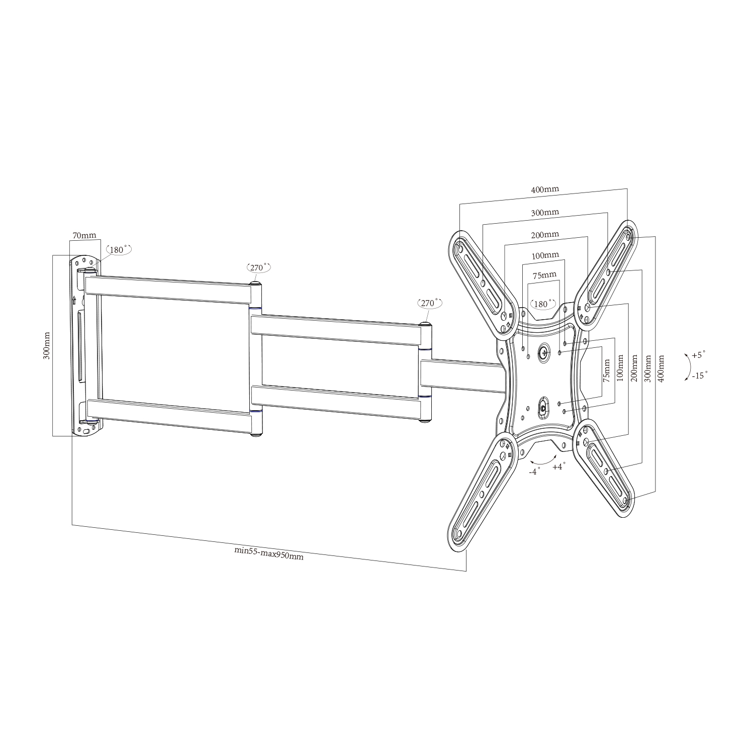 Folding Swivel Multi Directional TV Mounts Full Motion
