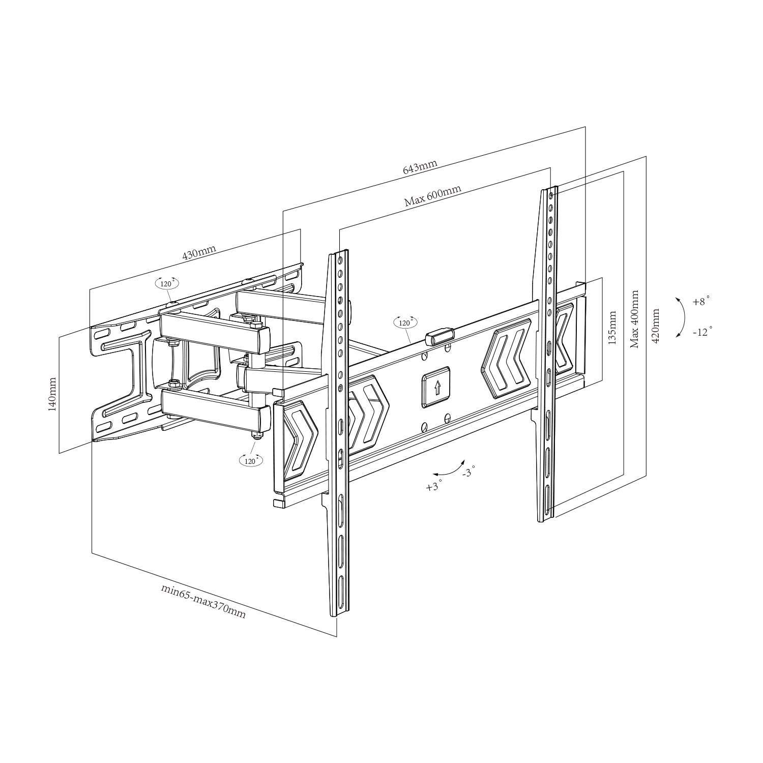 Folding Telescopic LED LCD Motion TV Wall Bracket Mount