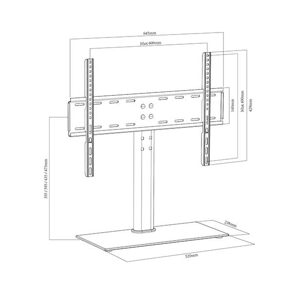PORTABLE UNIVERSAL TV STAND ADJUSTABLE TABLETOP MOUNT MAX 70 INCHES