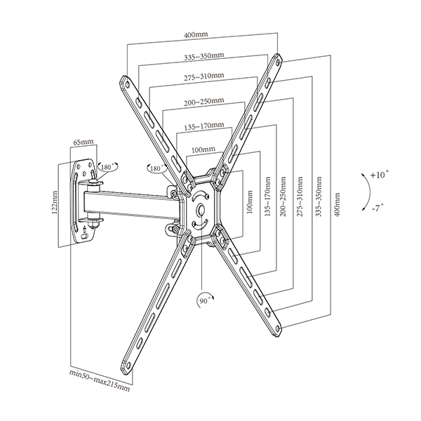 FACTORY HOT SALE FULL MOTION TV WALL MOUNT FOR LED LCD