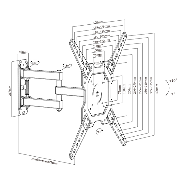 POPULAR STEEL WALL MOUNT TV BRACKET FULL MOTION SWIVEL