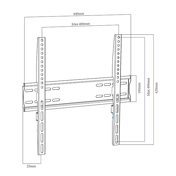 FIXED TV WALL MOUNT MAX VESA 400X400MM TV BRACKET