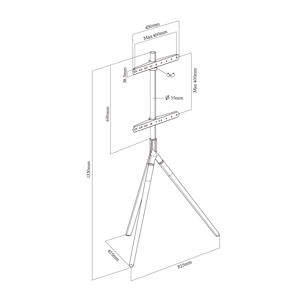 Universal TV Floor Stand Mount Brackets Black Floating TV Stand