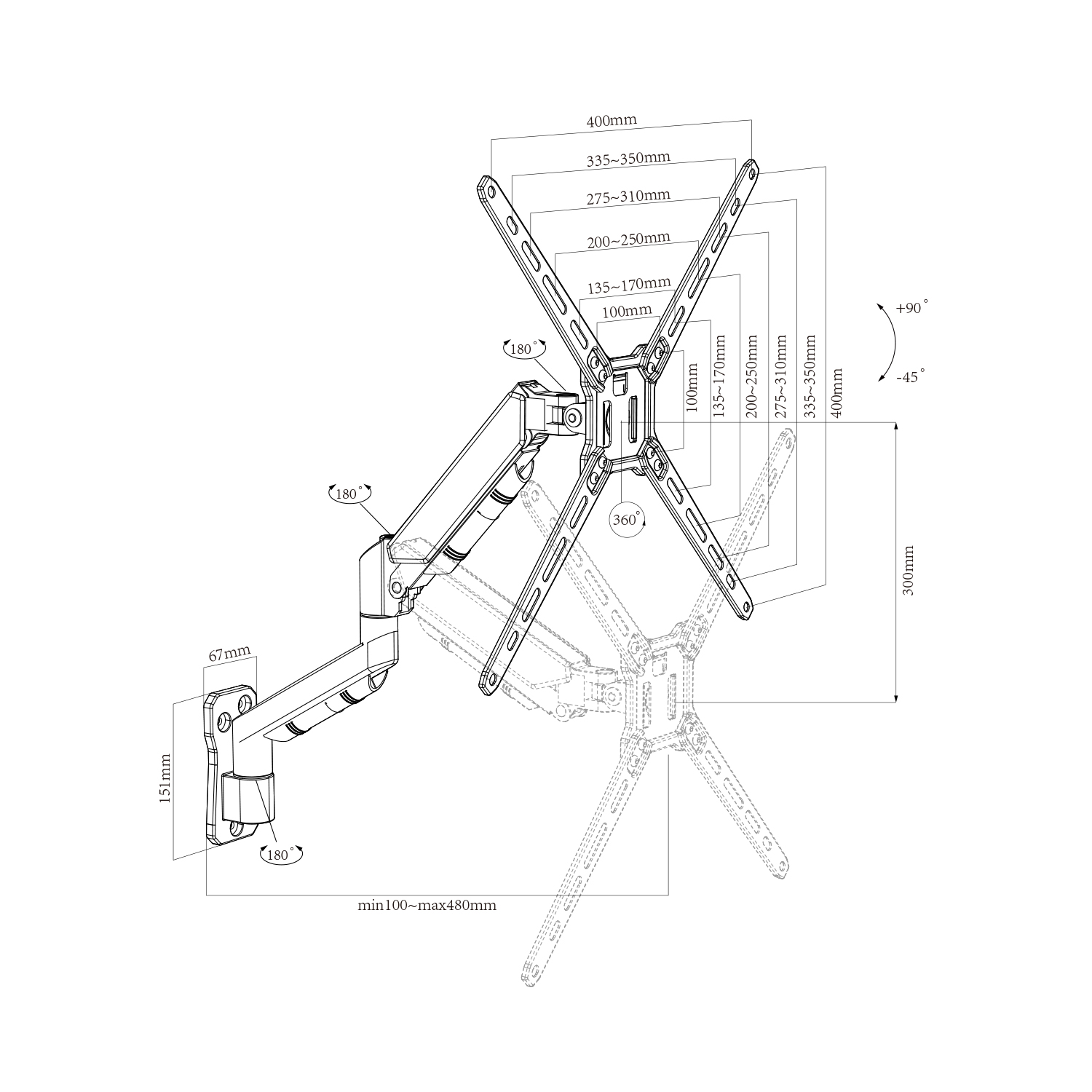 Economy LCD TV Hanger Wall Mount Tilting Swivel Bracket