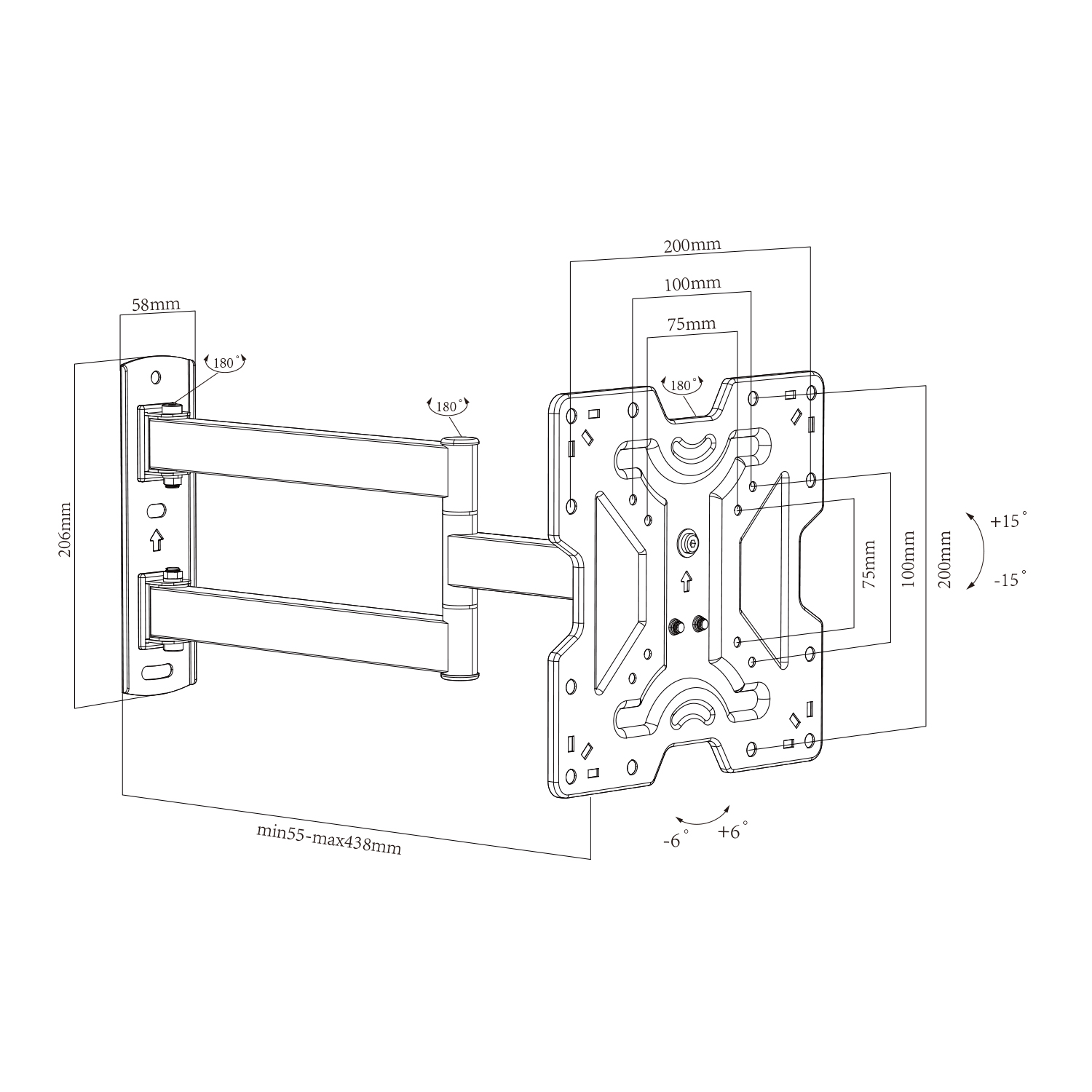 TV Bracket 180 Degrees Swivel TV Wall Mount