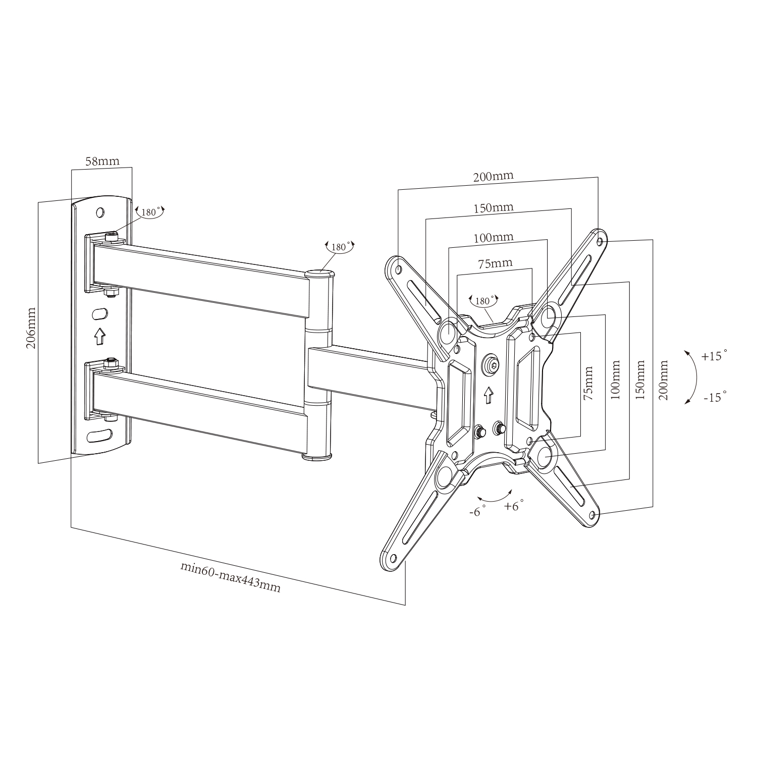 TV Wall Mount Swivel Bracket Max VESA 200*200