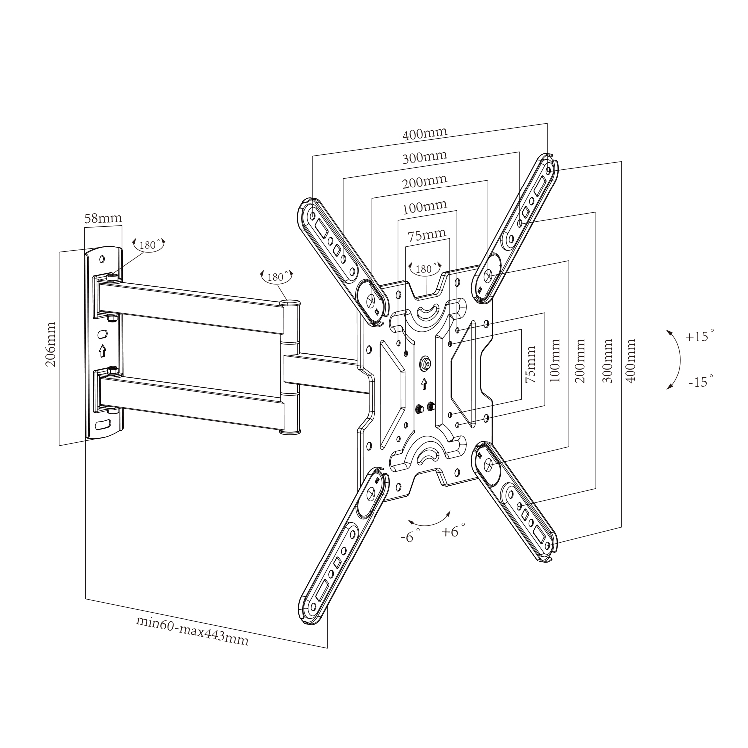 Universal TV Wall Mount Full-Motion TV Pole Bracket Mount