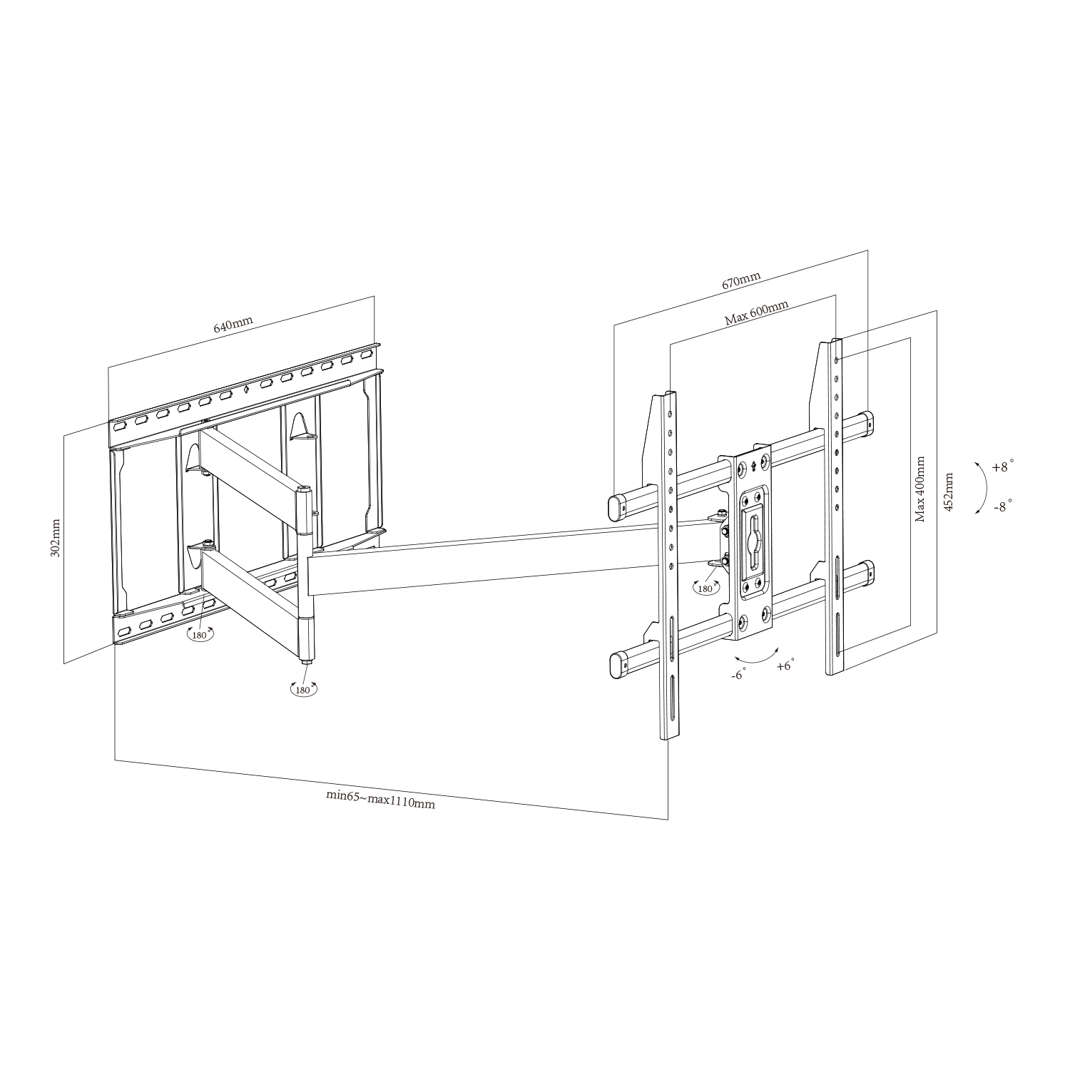Full Motion TV Wall Mount Heavy Duty TV Bracket Mounts Support