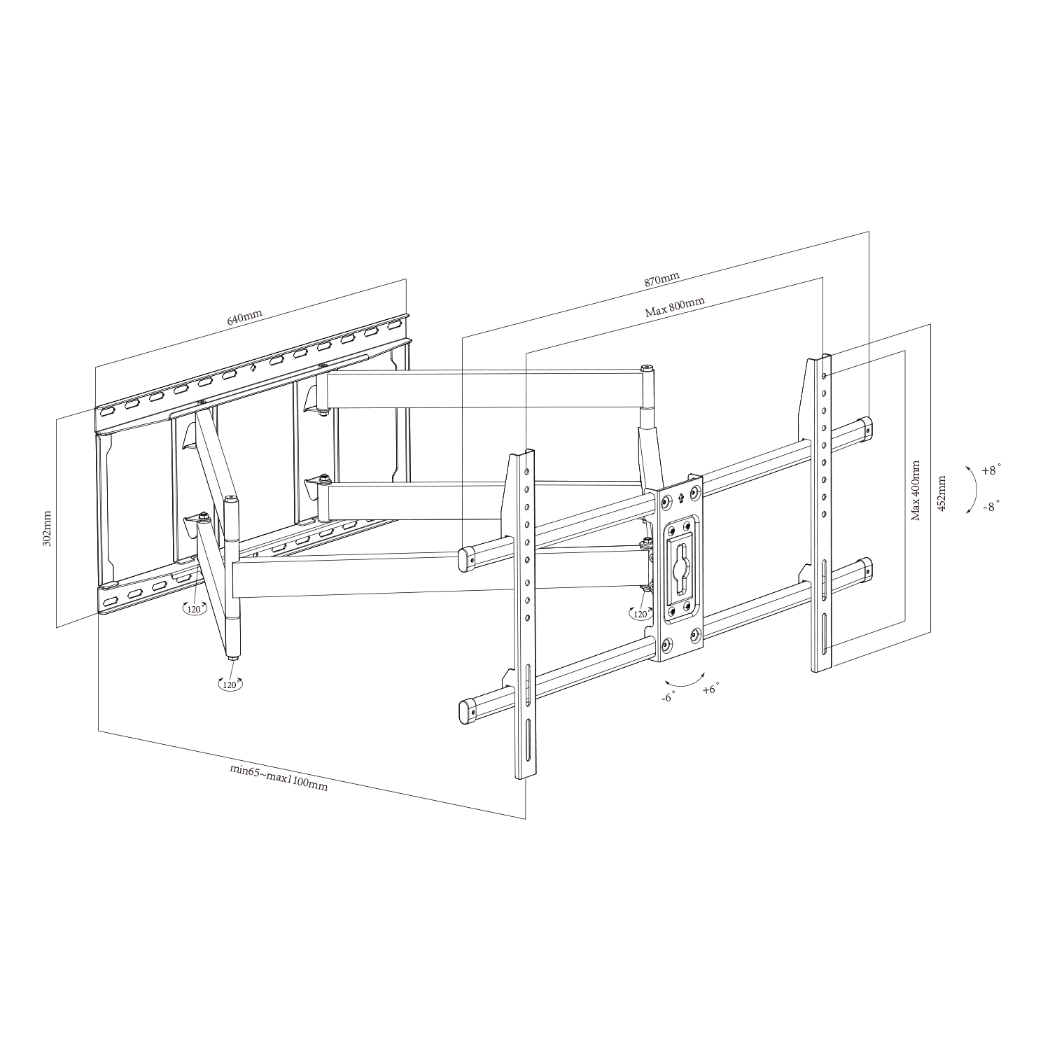 High Loading Heavy Duty Full Motion TV Wall Mount Bracket