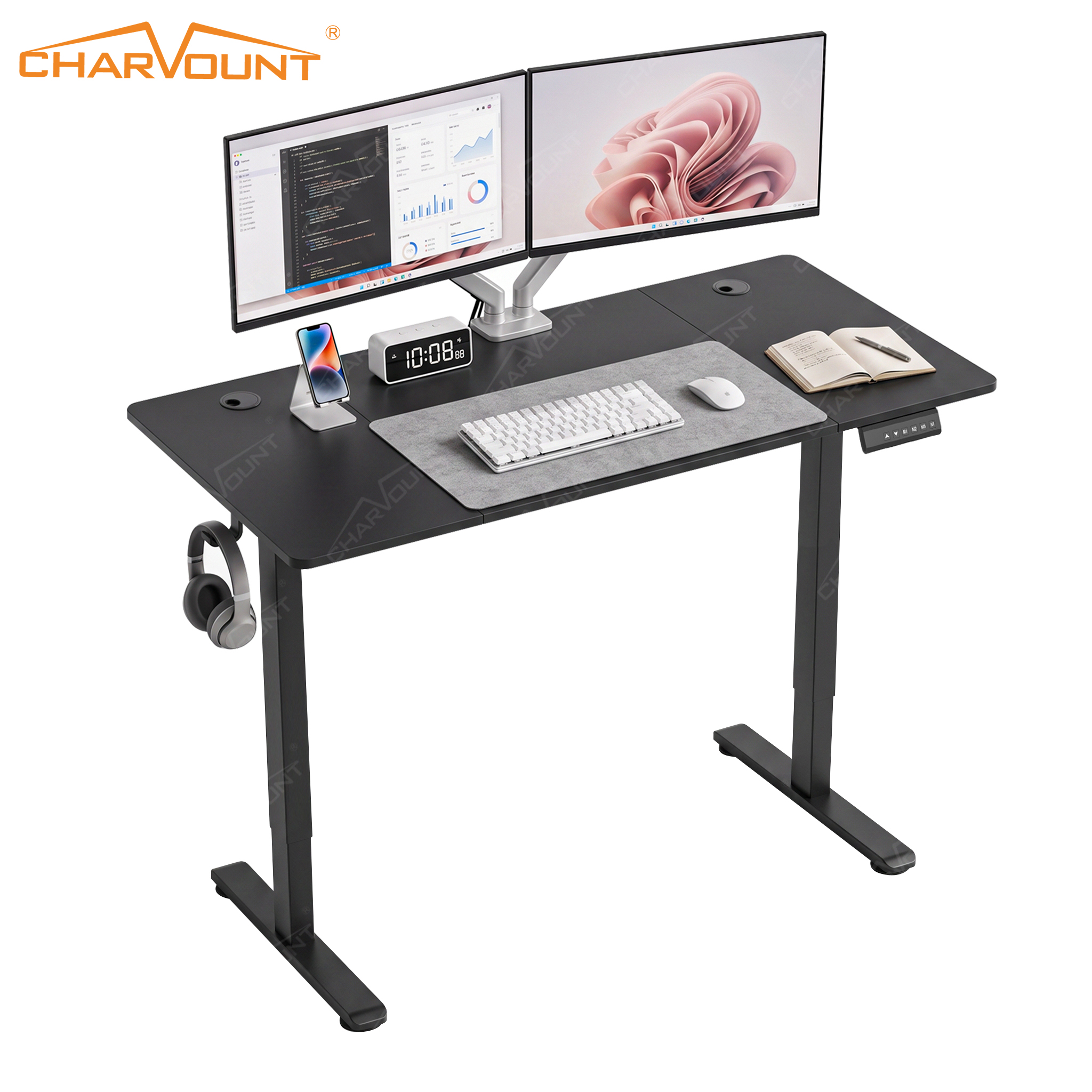Electric Height Adjustable Standing Desk with Memory Controller – 176 lbs Capacity