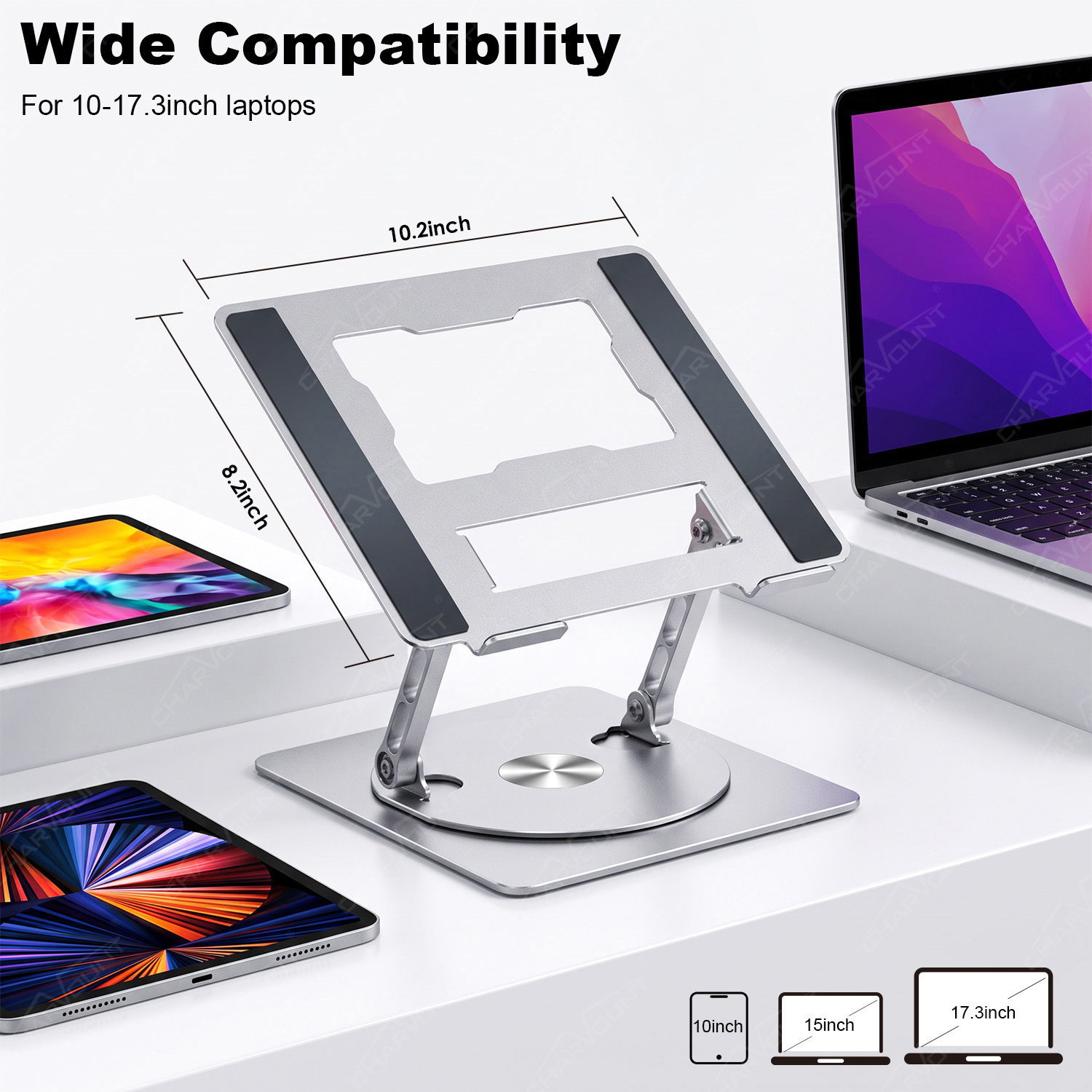 360° Rotating Adjustable Laptop Stand for 10–17.3 Inch Laptops – Foldable Metal Riser 360° Rotating Adjustable Laptop Stand for 10–17.3 Inch Laptops – Foldable Metal Riser
