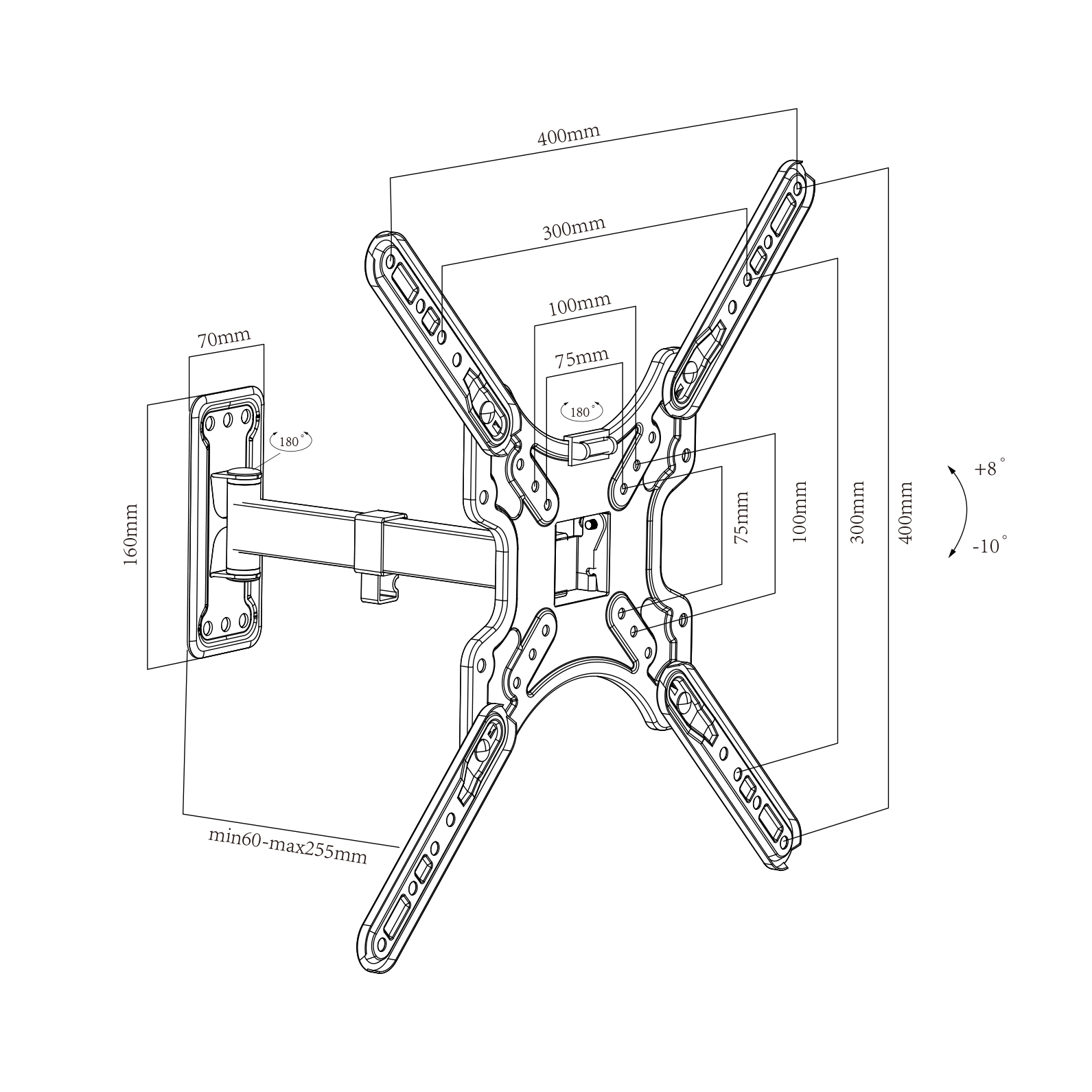 Cantilever LCD TV Wall Mount Swivel Konzolos LCD TV fali forgatható