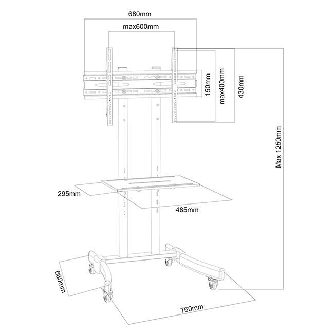 Economy Mobile TV Stand 55 Inch