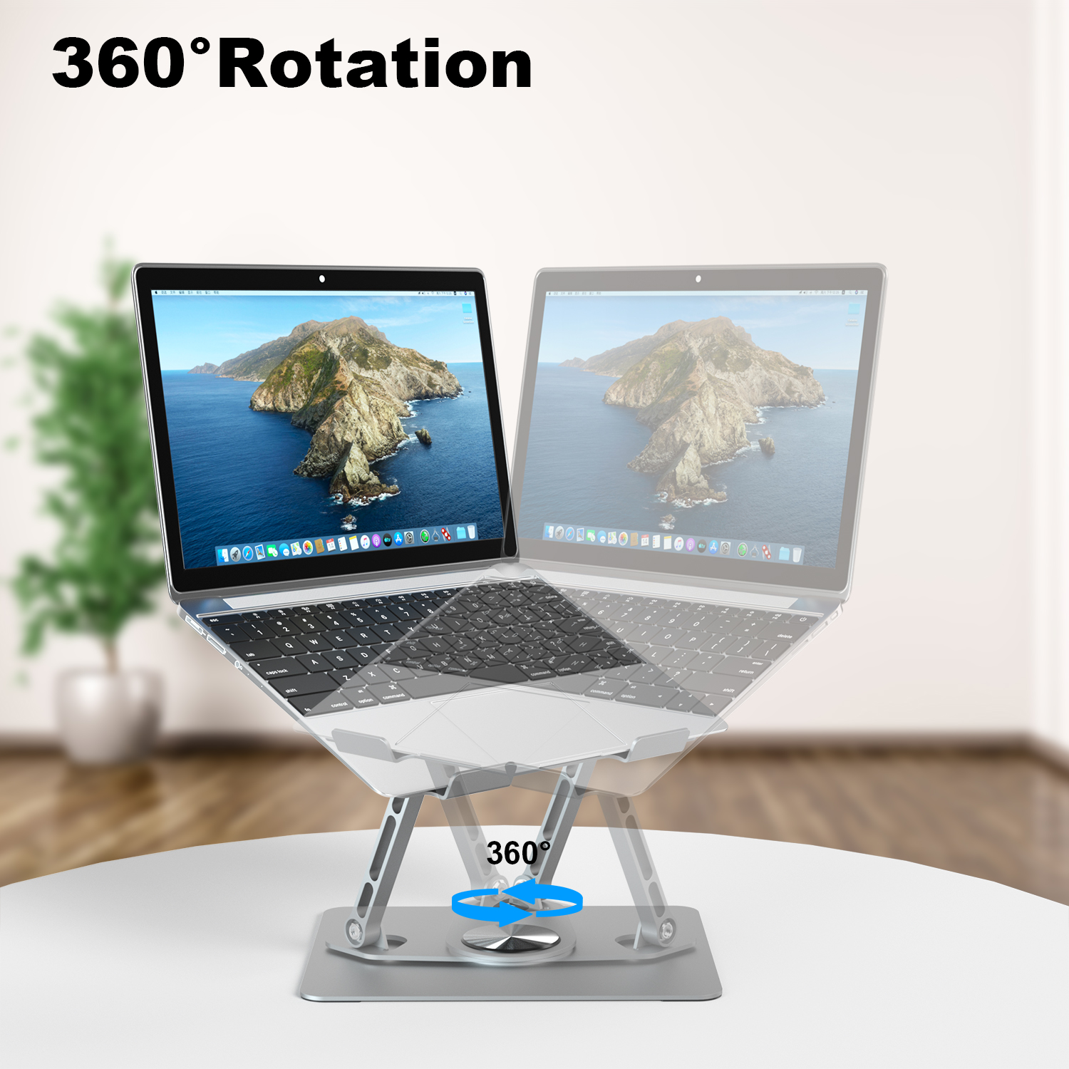 Vertical Ergonomic Adjustable Foldable Laptop Stand 360 Rotation