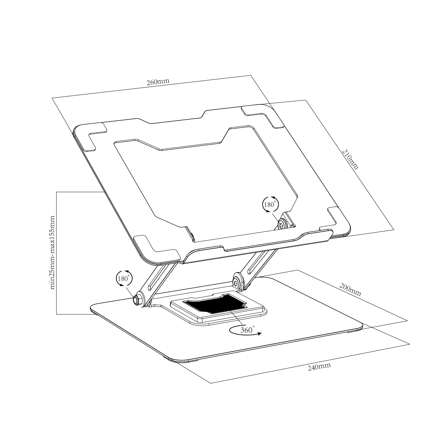 Portable Desk Aluminum 360 Rotating Laptop Stand for Desk