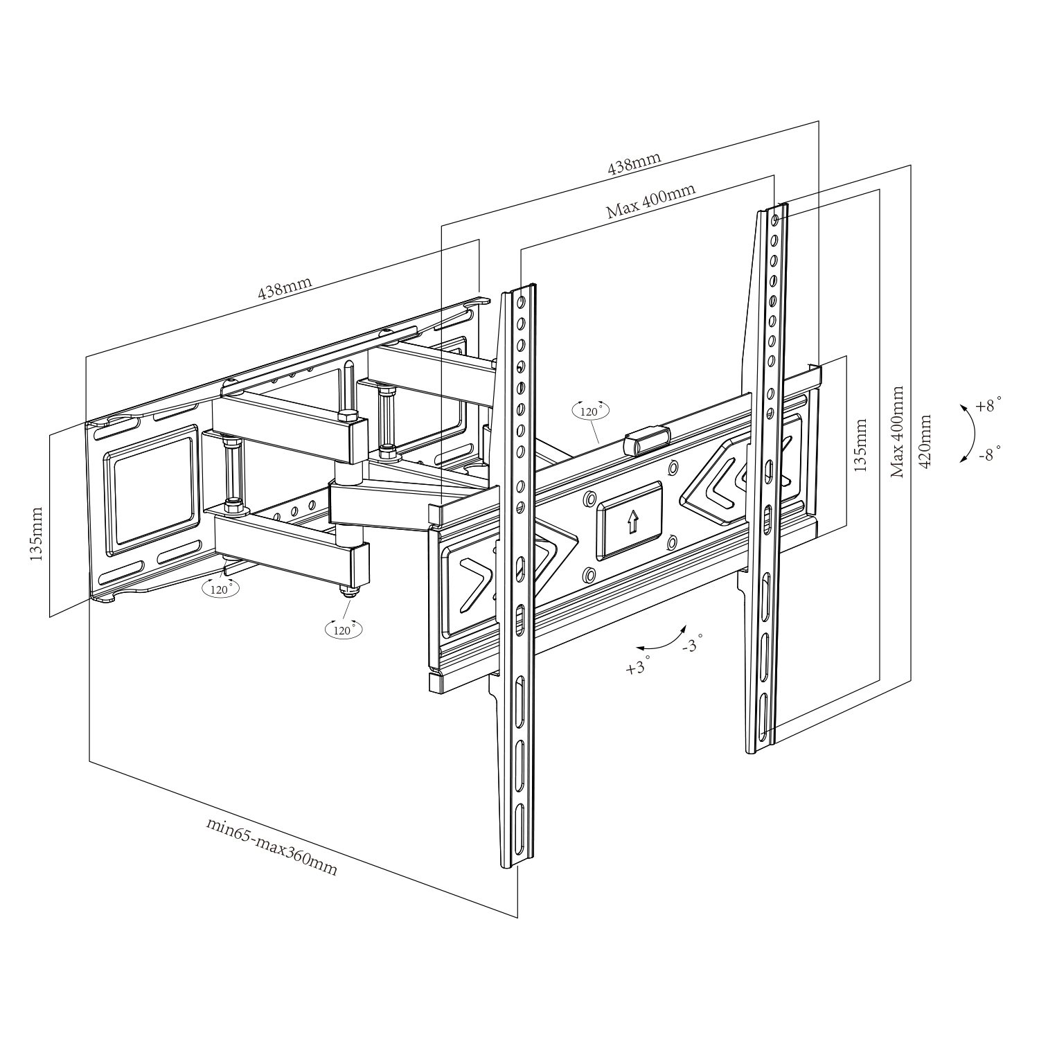 Screw Steel Tilt Wholesale Full Motion Swivel TV Wall Mount