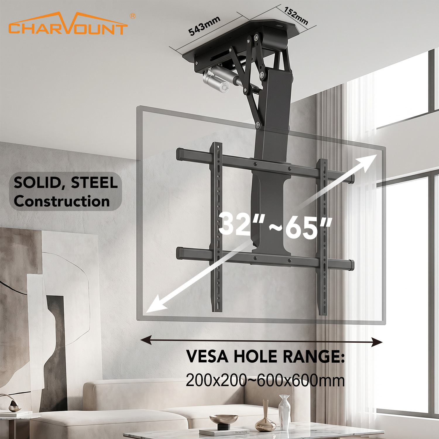 Motorized Ceiling TV Mount for 32 to 75 Inch TVs with Remote Control Motorized Ceiling TV Mount for 32 to 75 Inch TVs with Remote Control