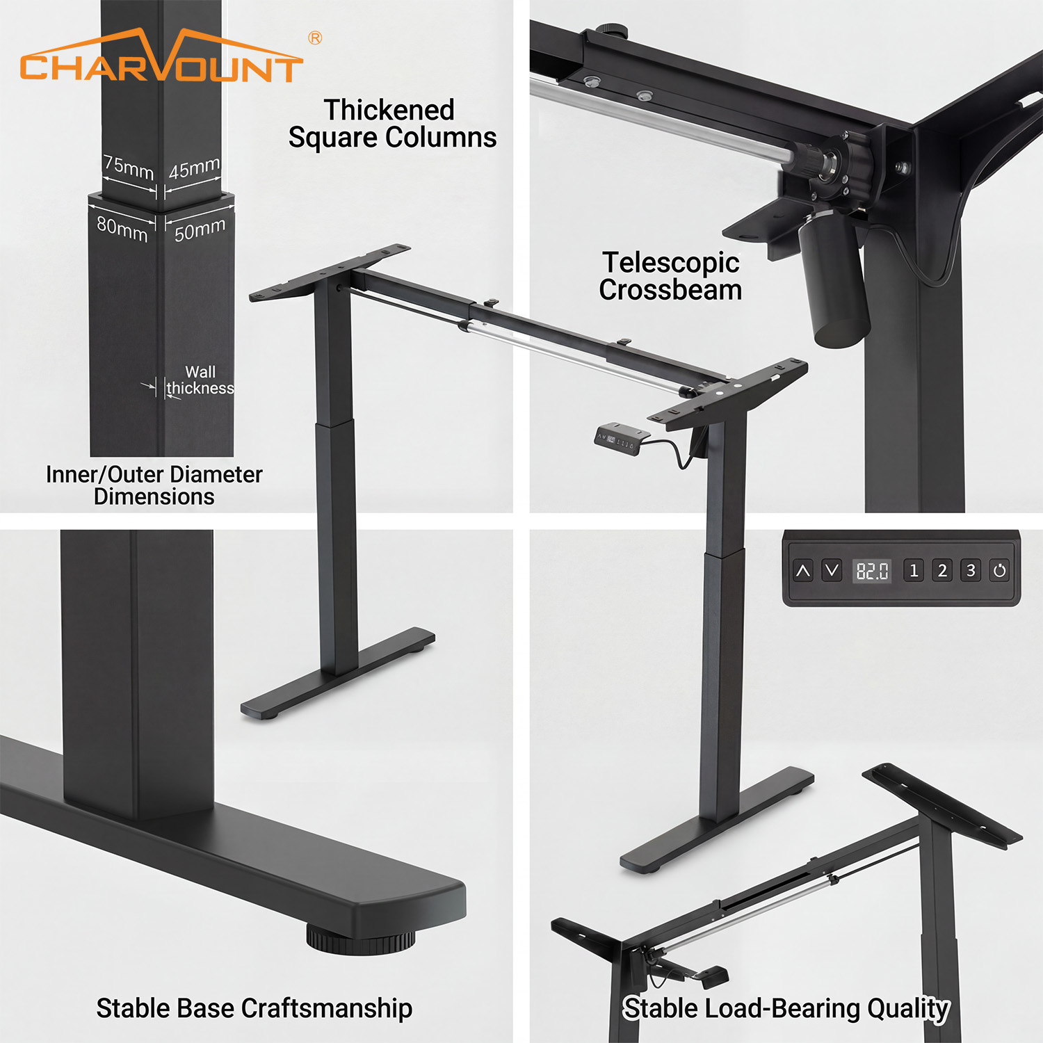 Single Motor Electric Standing Desk Frame with Memory Controller Single Motor Electric Standing Desk Frame with Memory Controller