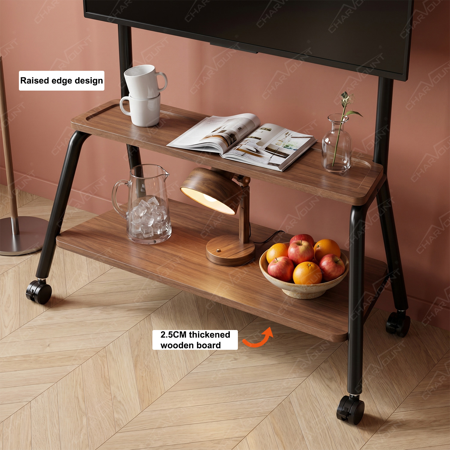 Heavy-Duty Mobile TV Stand with Wheels for 50–120 Inch TVs and Dual Steel Shelves Heavy-Duty Mobile TV Stand with Wheels for 50–120 Inch TVs and Dual Steel Shelves