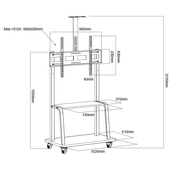 Latest Trend Mobile TV Stand with Wheels