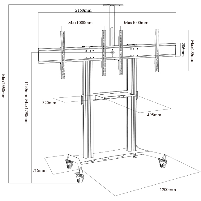 dual tv mount stand (6)