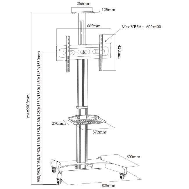 55 inch rolling tv stand (6)