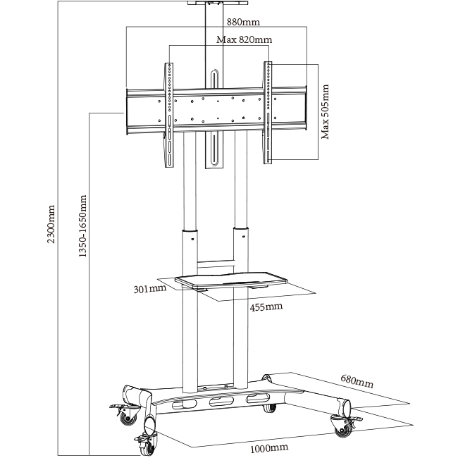 65 inch rolling tv stand