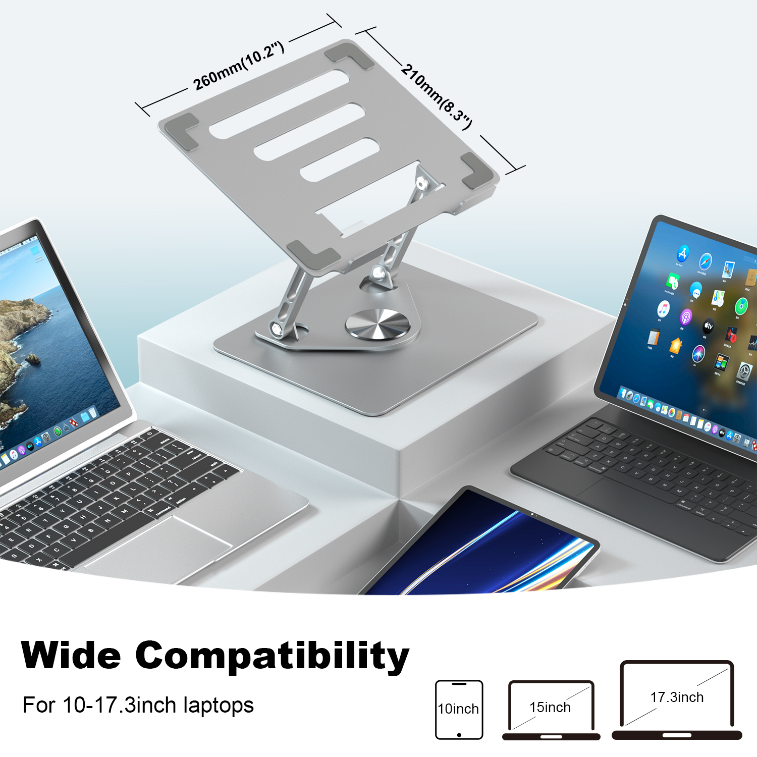 Vertical Ergonomic Adjustable Foldable Laptop Stand 360 Rotation