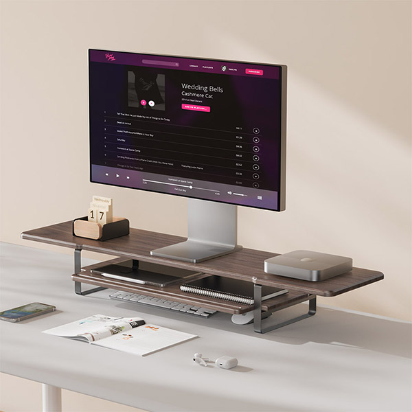 DOUBLE MONITOR RISER STAND PC TV DISPLAY SHELF