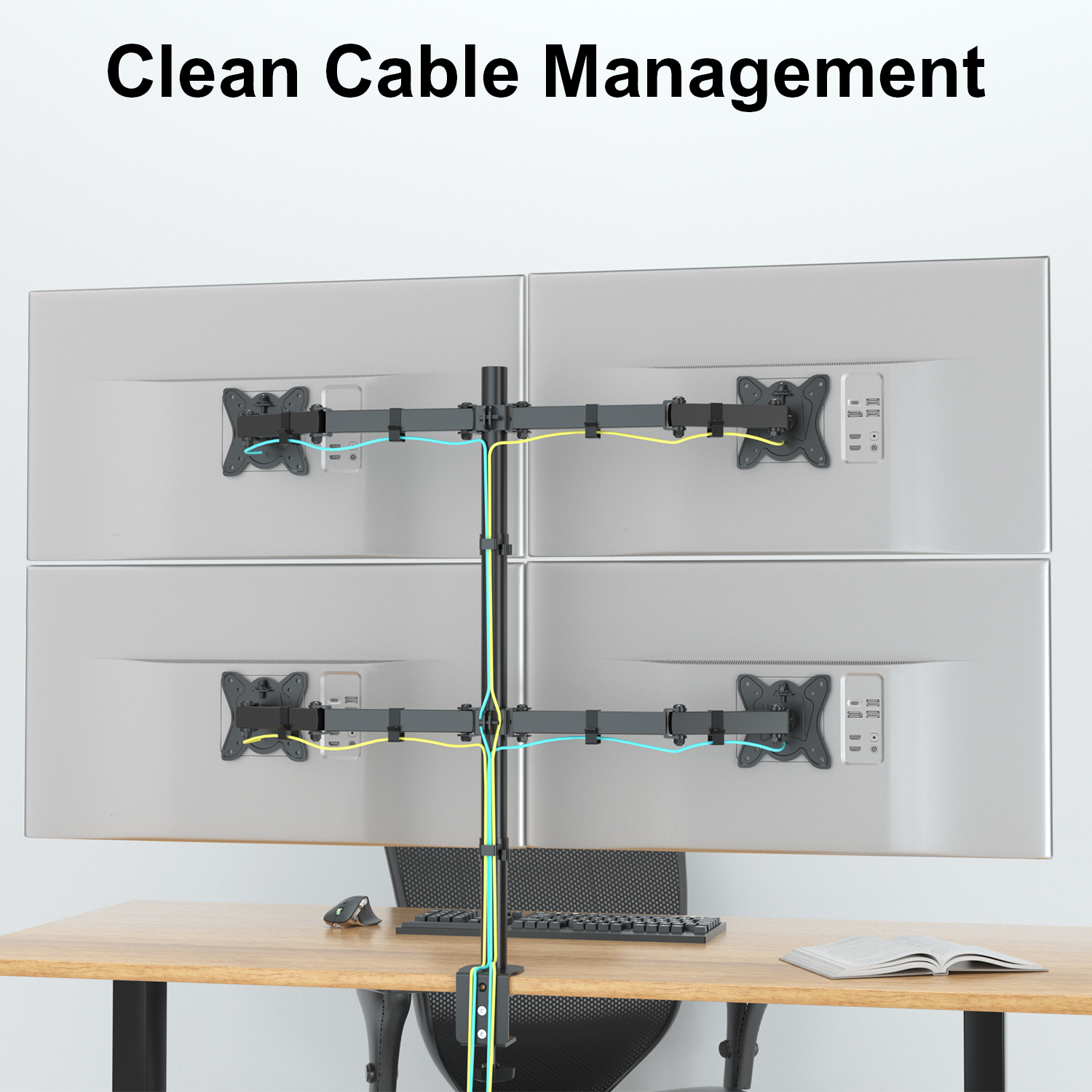 Monitor Arm 4 Screens Quad Multi Monitor Stand Mount Bracket