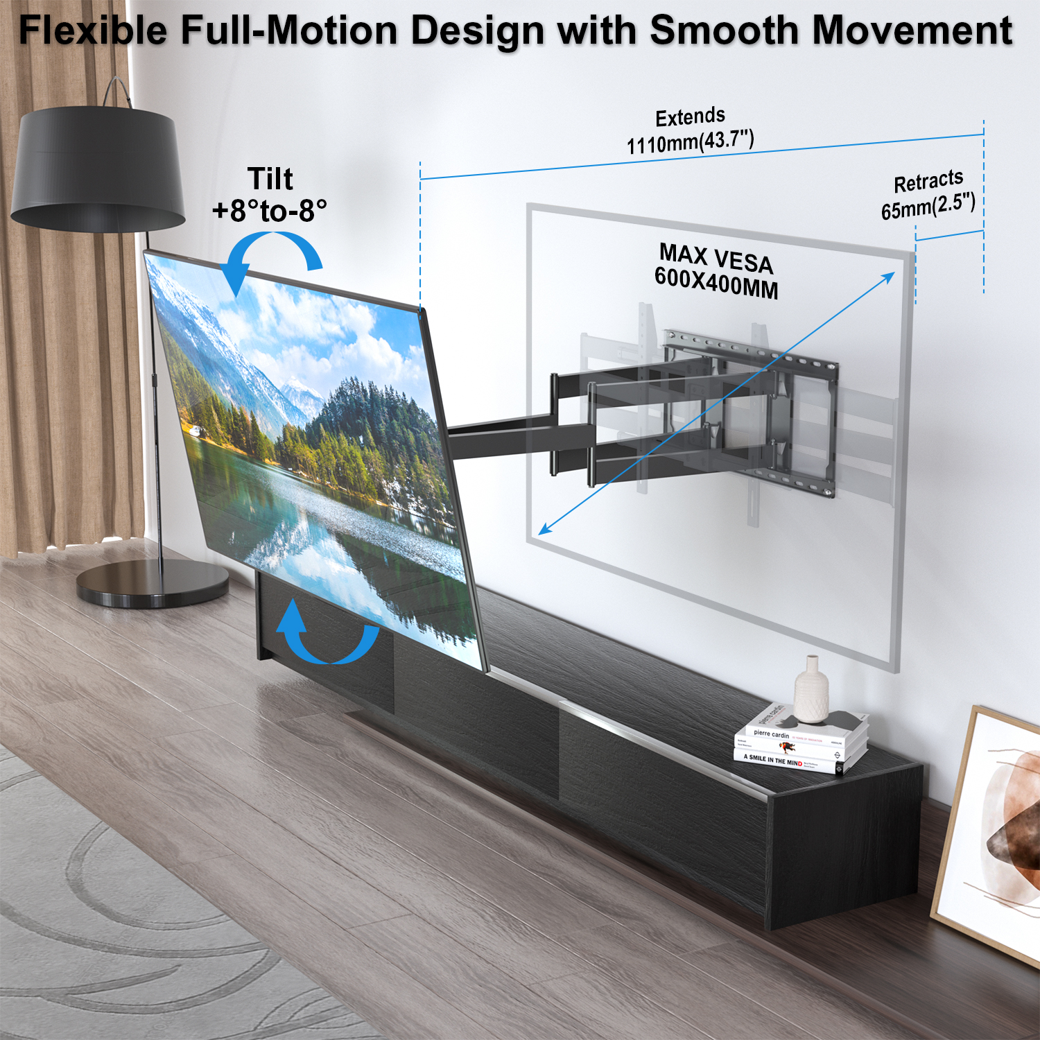 Wall Mount Full Motion Support Motorized Tv Mounts תושבת טלוויזיה ממונעת עם תמיכה מלאה לתנועה על הקיר
