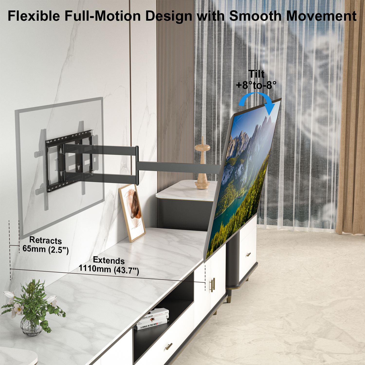 Full Motion TV Wall Mount Heavy Duty TV Bracket Mounts Support