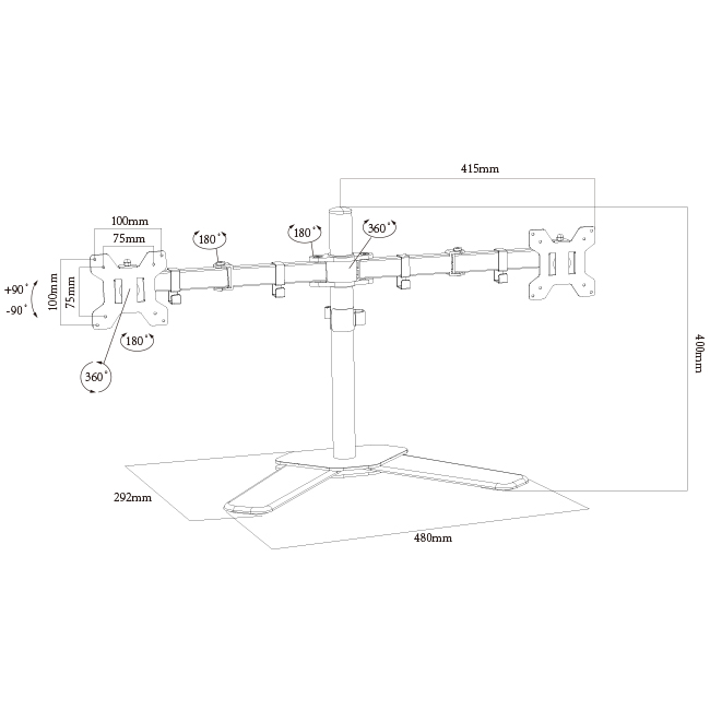 Full Motion Dual Monitor Adjustable Desk Mount