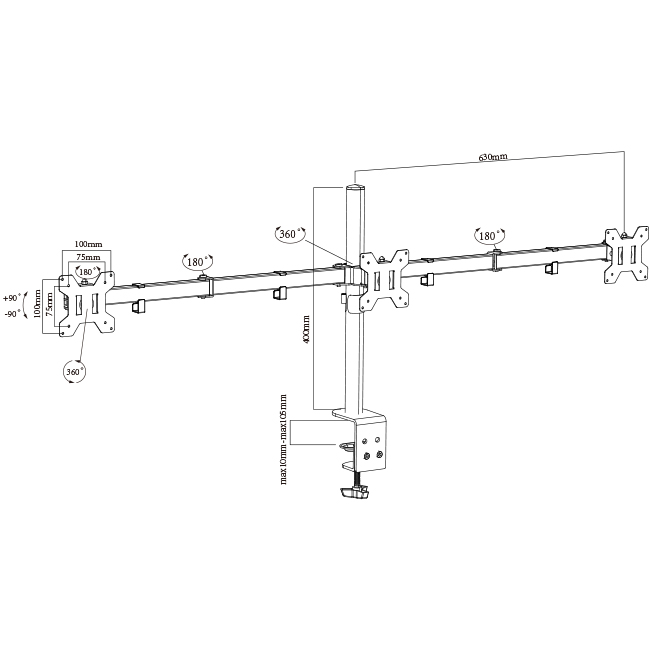 Super Triple Monitor Arm Desk Mount