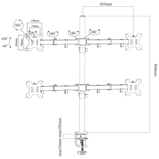 Multifunction 4 Monitor Vesa Mount