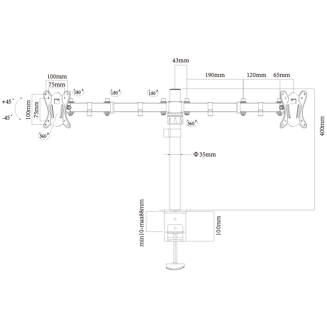 Beautiful Two Arms Adjustable Desk Monitor Mount