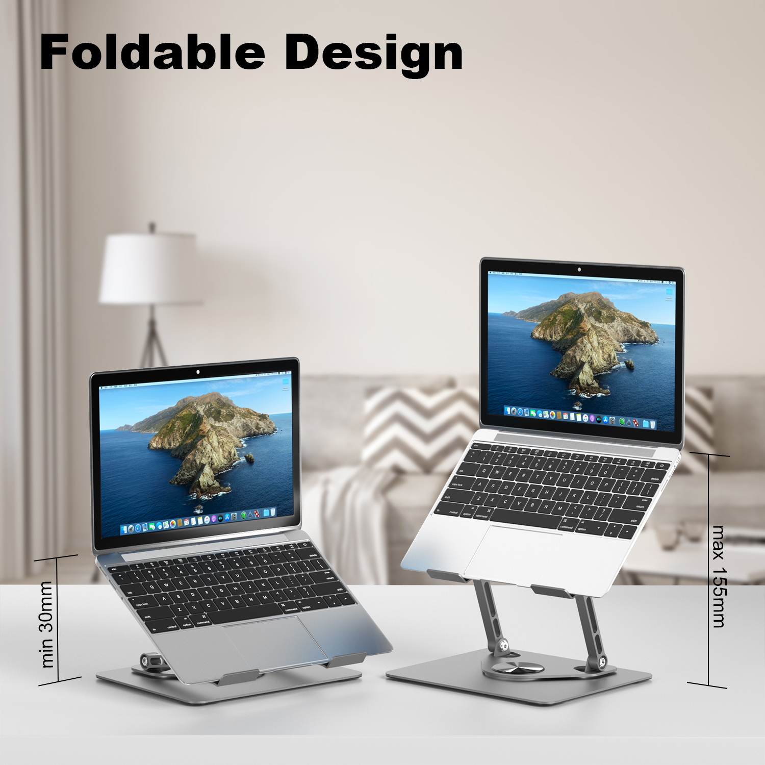 Vertical Ergonomic Adjustable Foldable Laptop Stand 360 Rotation