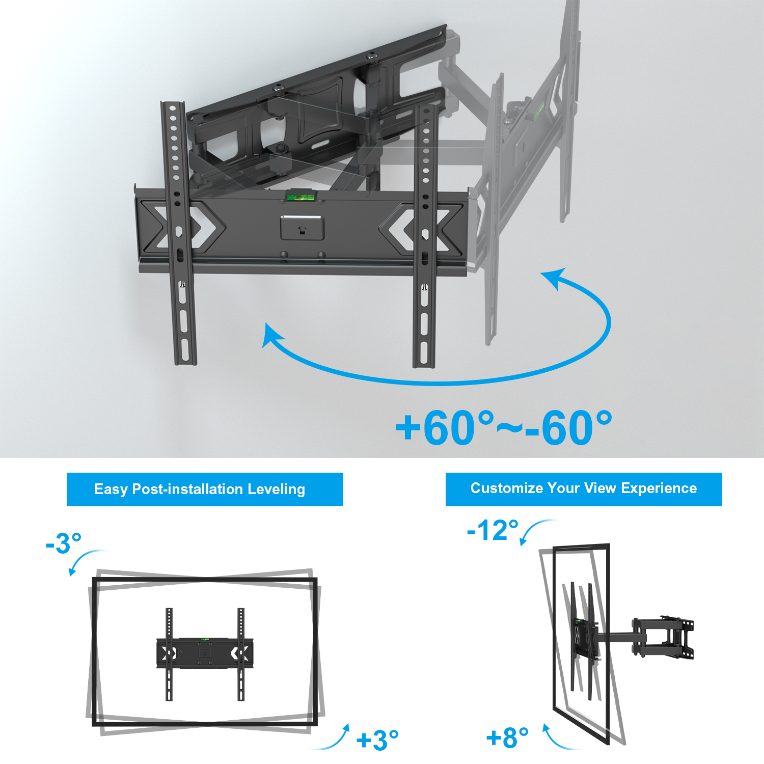 Flat Tilt TV Stand Modern Tilting TV Bracket Wall Mount Long