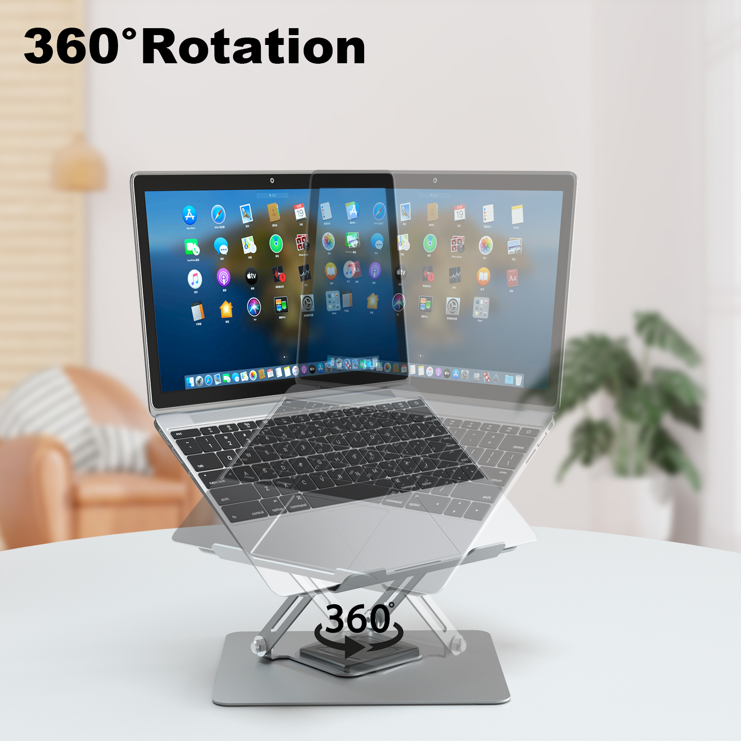 Portable Desk Aluminum 360 Rotating Laptop Stand for Desk