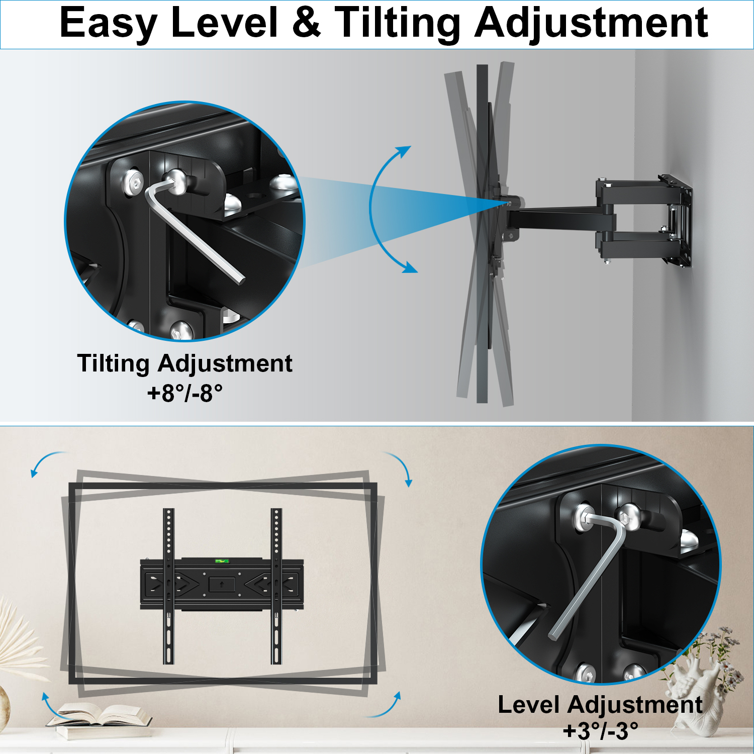 Screw Steel Tilt Wholesale Full Motion Swivel TV Wall Mount